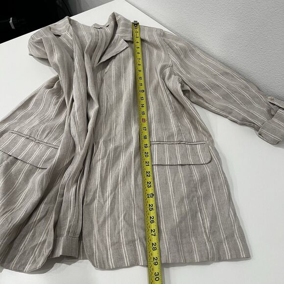 Chico’s Linen Blend Stretch Stripe Open Blazer Sz 3.5 Us 18 Office Casual - Picture 9 of 9